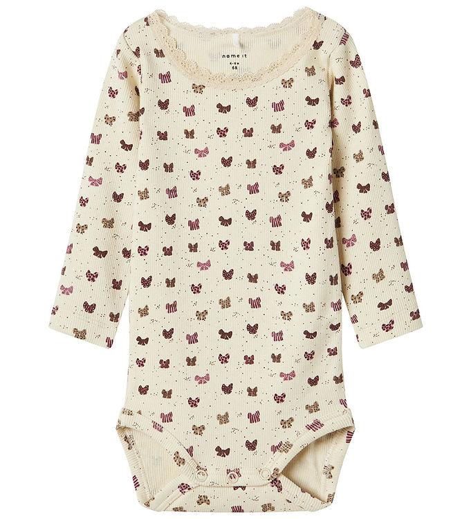 Name It Body med lange ærmer - Sommer Sand Beige