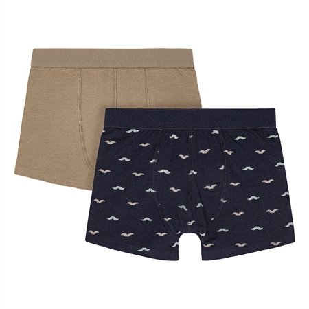 BIRKHOLM 2-Pak Boxershorts Moustaches Blå Beige