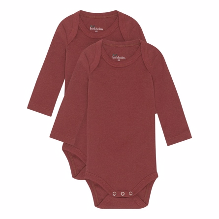 BIRKHOLM 2-Pak Langærmet Body Bordeaux Rød Bodyer Rød