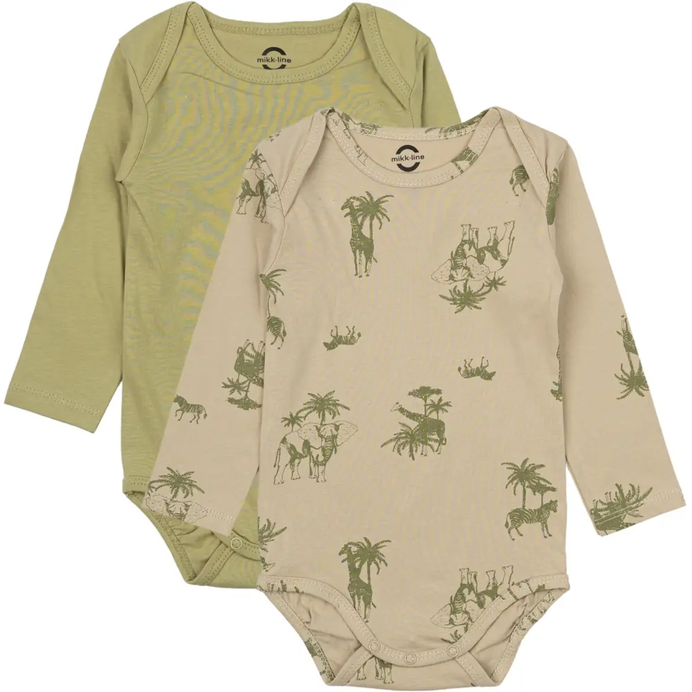 2-Pak langærmet body - GRAY GREEN - 9 MDR. Beige