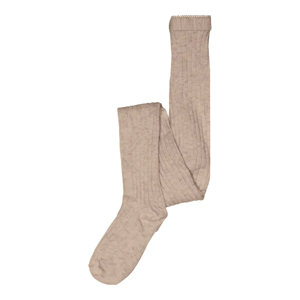 Basic Rib Strømpebuks - Light Brown Melange - 90