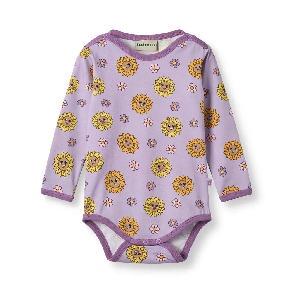 Elstar Langærmet Baby Body - Økologisk Solsikker - Heather Purple