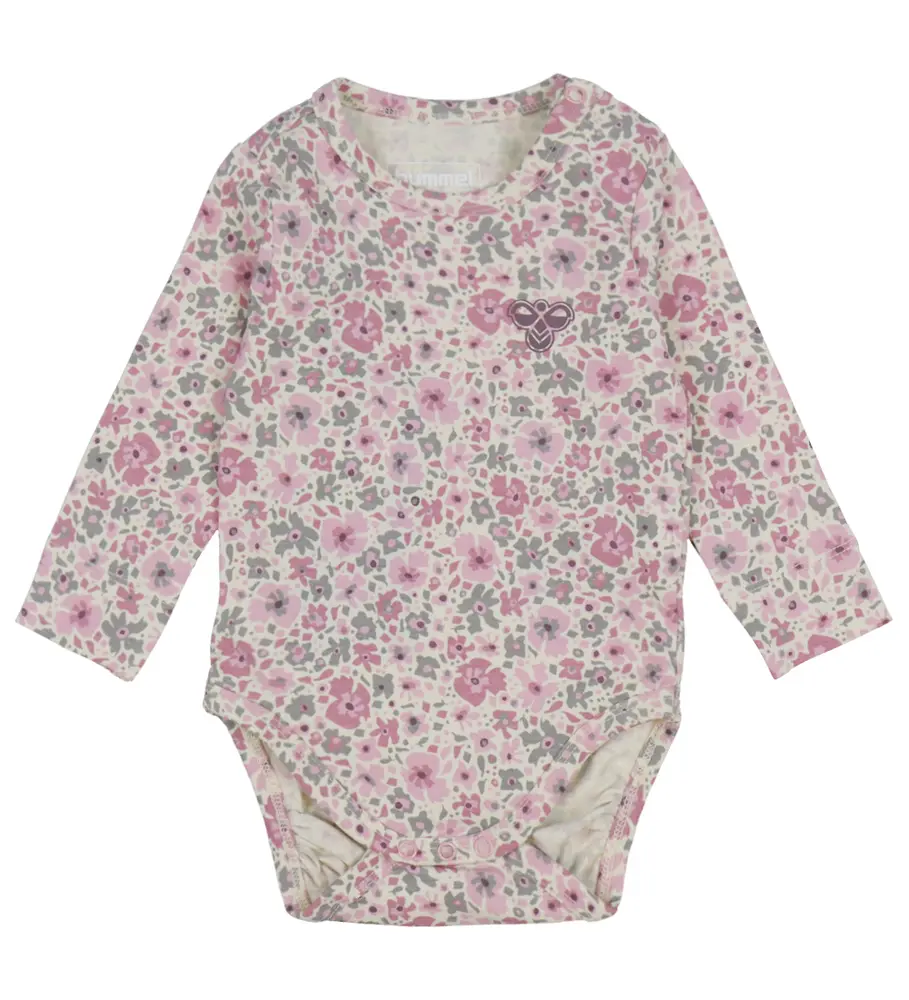 Blomster Bodystocking Langærmet - Pink Nectar - Tilbud!