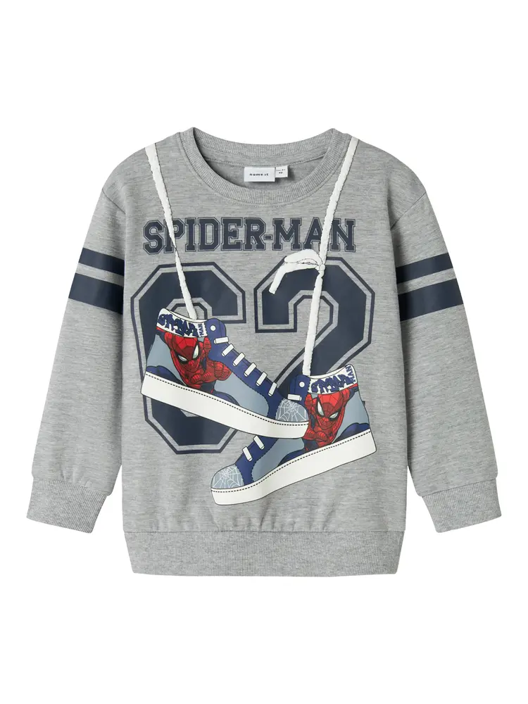 Adam Spider Sweatshirt - Grå Melange - Trendy til Teenagere