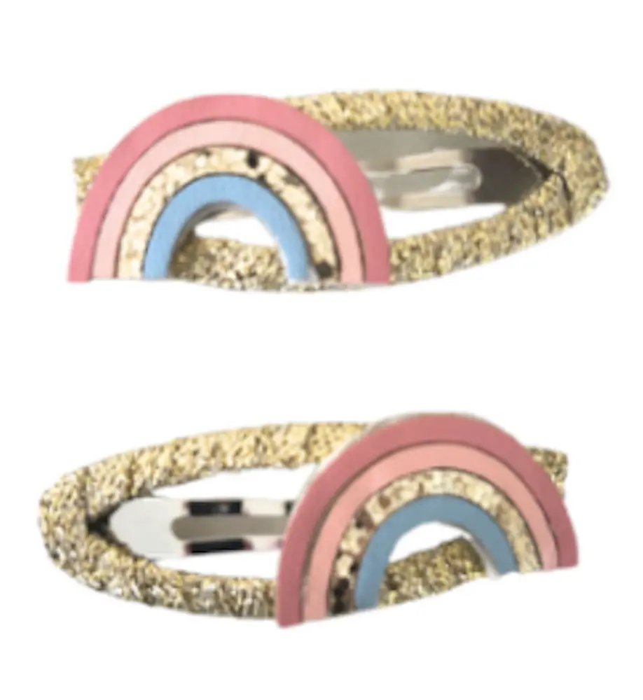Hårclips Gold Glitter Rainbow