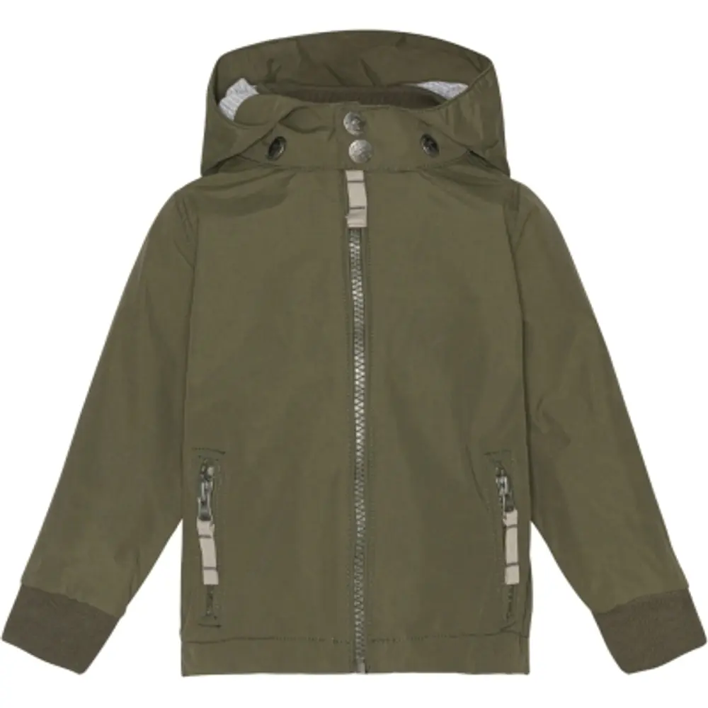 Vandtæt forårsjakke i mørk mos til børn - 3 år