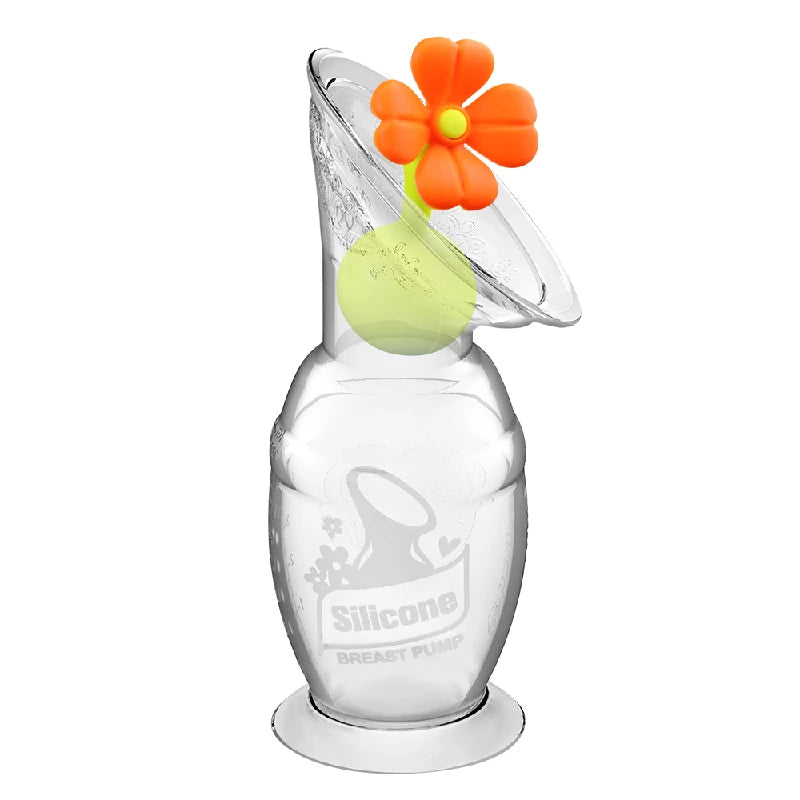 Haakaa Brystpumpe 100ml med Blomsterstopper - Orange