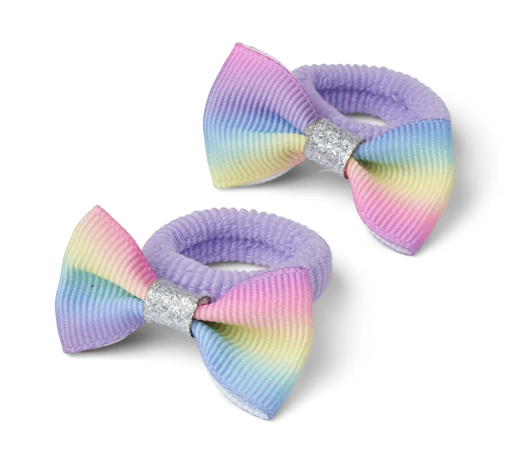2 Pak Hårelastikker med Regnbue Sløjfe - Fantastisk Tilbud!