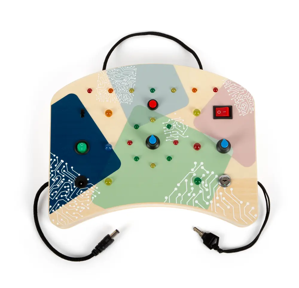 Motorikbræt med LED lys og knapper - sjov for børn!