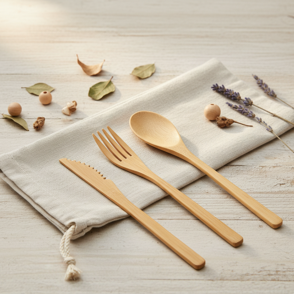 Bæredygtigt Bambus Bestiksæt til Udendørs Brug!