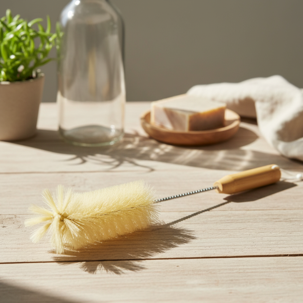 Effektiv flaskerenser med sisal børste til drikkeflasker